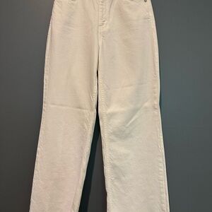 Zara Wide Leg Jeans High Waisted Cream/White - Size 2